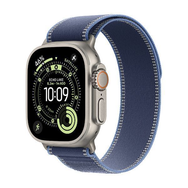 Apple Watch Series Ultra 3 49mm Natural Titanium Case with Blue/Bright Blue Trail Loop M/L